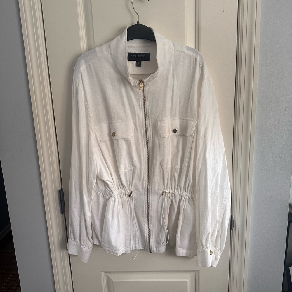 Marc New York White Utility Jacket with Gold Details
